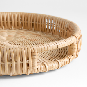 Bandeja Redonda de Ratán Tejida a Mano, con Borde Elevado, Ecológica, para Servir, Venta al Por Mayor, para Uso en el Hogar y la Cocina - Product Image 2