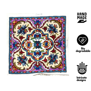 Funda de Almohada Bohemia Bordada a Mano con Hilo Aari de Cachemira, 16 Pulgadas, Algodón Sostenible, Ecológica, de Lujo, Duradera, con Cierre de Cremallera - Product Image 2