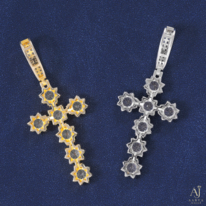 Pendentif Croix en Moissanite Plaqué Or Blanc Rhodié, Collier Charme Halo à Coupe Ronde, Bijou Hip Hop Unisexe - Product Image 2