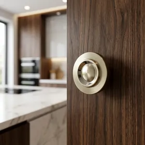 AK Brass Solid Minimalist Round <b>Silver</b> Finish Cabinet <b>Knob</b> for Kitchen Dresser Bedroom Furniture - Product Image 5