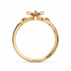 Anillo de Diamante Cultivado en Laboratorio con Corte Redondo y Diseño Floral Moderno para Mujer, Banda con Diseño de Flor Inspirado en la Naturaleza en Oro de 10K, 14K, 18K, Plata 925, 935 - Product Image 4
