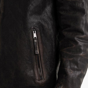 Veste en cuir véritable pour homme, imperméable, confortable, fabriquée en usine, style unique, veste en cuir de motard pour homme, poids lourd - Product Image 5