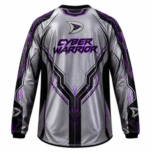 OEM Custom Reflective Metallic <b>Silver</b> Motocross Jersey Unbranded Polyester Mesh Dirt Bike Racing Shirt - Product Image 3