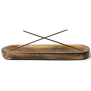 Brûleur d'encens en bois naturel à double trou, support pour bâtonnets d'encens, cendrier, plateau brûleur d'encens en bois, décoration d'intérieur - Product Image 6