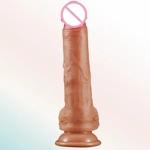 Kadınlar için toptan yüksek kaliteli yapay Penis Flesh renk silikon Penis büyük vantuz yumuşak sürgülü cilt seksi oyuncaklar
