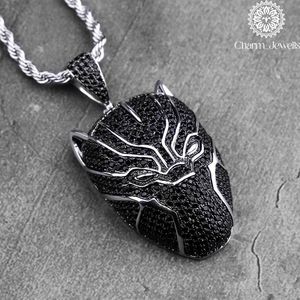 Charm_Jewells Colgante de Cabeza de Pantera Hip Hop de Plata 925 con Ojos de Moissanita Verde, Chapado en Oro, Amuleto de Animal de Lujo Unisex - Product Image 5