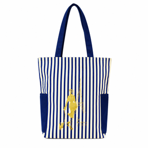 Stylish Stripe <b>Canvas</b> <b>Tote</b> Bag | Golden Print Shopping Bag | Dual Side Pocket Medium <b>Tote</b> With Hand Length Handle Reusable Bag - Product Image 2