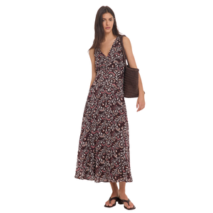 Vestido largo floral de manga corta para mujer, elegante vestido de corte en A - Product Image 2