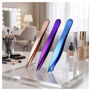 Juego de Pinzas de Acero Inoxidable con Punta Inclinada y Puntiaguda, Pinzas de Precisión para Dar Forma a las Cejas, Eliminar Pelos Encarnados y Belleza - Product Image 1