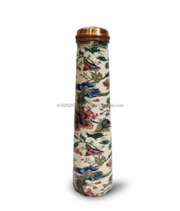 Bouteille d'eau en cuivre peinte à la main avec couvercle sécurisé et design émaillé adaptée aux événements culturels ou à la vie en pleine conscience - Product Image 3