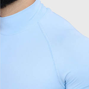 Camiseta Deportiva de Cuello Alto, Color Sólido, Precio Bajo al por Mayor, Nueva Llegada, Lisa, sin Estampado, Ropa de Gimnasio, Compresión Atlética, 100% Poliéster - Product Image 6