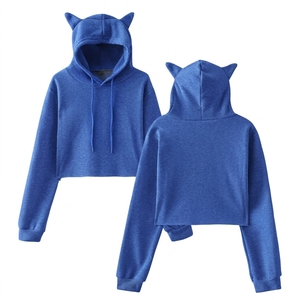 Sudadera Corta Personalizada al por Mayor para Mujer, Cómoda, de Manga Larga, a la Moda, de Color Sólido, Transpirable, Tejida, para Otoño - Product Image 3