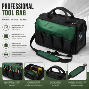 Heavy Duty Tool Bag with Shoulder Strap | Multi Pocket Professional Electrician & Mechanic Tool Storage Bag | Large Capacity - Product Image 4