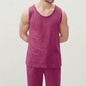 Men's Solid Color Sleeveless Tank <b>Top</b> O-Neck Knitted Casual Wear - Product Image 1