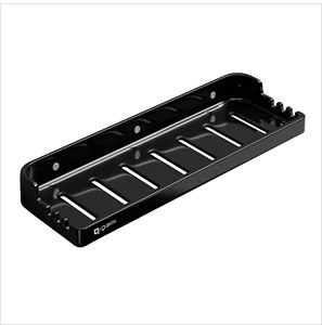 Wall Mounted Plastic Organizer <b>Shelf</b> Black Minimalist Bathroom Storage Rack Fixed Towel Holder Over 60cm Space Saving Ledge - Product Image 1