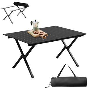 Tavolo da Campeggio Pieghevole Leggero, Tavolo Portatile da Picnic con Lato Arrotolabile per Campeggio, Viaggi, Escursioni, Palestra, Parco, Barbecue - Product Image 1