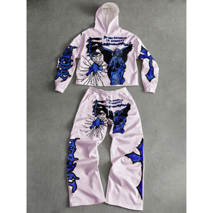 Chándal con estampado acid wash para unisex, estilo acampanado, ropa personalizada con serigrafía, efecto desgastado, 400GSM. - Product Image 2