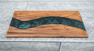 Tabla de cortar de resina y madera rústica hecha a mano, plato elegante para servir queso con artesanías únicas, diseño duradero de la India - Product Image 4