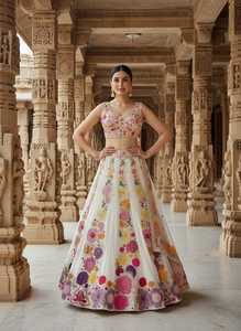 Embroidered Floral Lehenga Choli Women Bridal Outfit Festive <b>Indian</b> Pakistani <b>Top</b> and Skirt Party Wedding Wear - Product Image 3