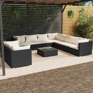 Ensemble de salon de jardin noir et crème - Product Image 1