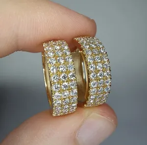 Soldes du Black Friday ! Boucles d'oreilles créoles en diamant naturel rond, or jaune massif 14 carats - Product Image 6