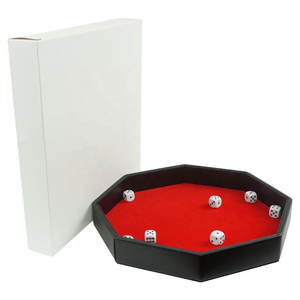 Bandeja profesional personalizada para dados con logo, de cuero PU octogonal negro y terciopelo rojo, para el juego Shake the Elbows - Product Image 6