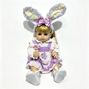 Poupée Reborn personnalisée pour fillette, poupée bébé réaliste en vinyle pleine grandeur, poupée Reborn réaliste avec des oreilles de lapin - Product Image 1