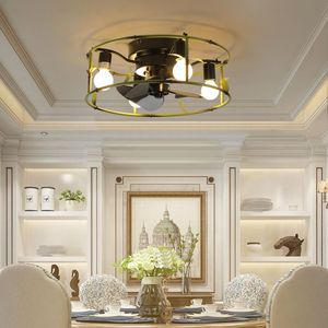 Ventilador de Techo Industrial LED Verde de 19 Pulgadas con Luz, Diseño de Jaula, 3 Luces, Estilo Rústico, Silencioso, Control Remoto de 6 Velocidades - Product Image 1