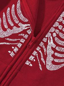 Sweat-shirts à capuche streetwear surdimensionnés en molleton de coton rouge avec fermeture éclair intégrale et logo pour hommes, personnalisables avec nom de marque, en tissu épais, commandes en gros - Product Image 3