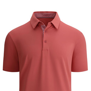 Polo de Manga Corta para Hombre, Color Rojo Sólido, Tejido de Punto, Estilo Casual, Corte Regular, Diseño con Botones, MOQ Bajo - Product Image 3