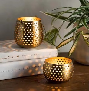 Gold Finish Metal Votive Candle Holder Decorative Tea Light Holder Wedding Table Decor - Product Image 4