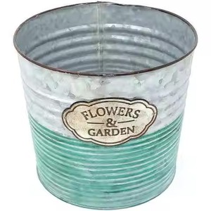 Ensemble de pots à fleurs en métal galvanisé de qualité supérieure, jardinières d'extérieur pour fleurs et plantes vertes, design circulaire - Product Image 6