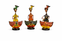 Figurines de musiciens assis en fer indien, design moderne, faites à la main, écologiques, durables, lot de 3, personnalisables, décoration intérieure