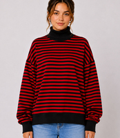 Sweat-shirts pour femmes à col montant, manches longues, coupe oversize, en polyester/coton de haute qualité, 340 GSM, épaules tombantes, imprimé sur le devant