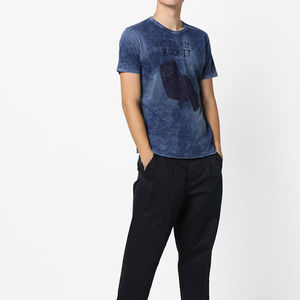 T-shirt Premium pour Homme Effet Délavé Personnalisable avec Logo Imprimé Respirant Polyester/Coton Style Urbain - Product Image 5