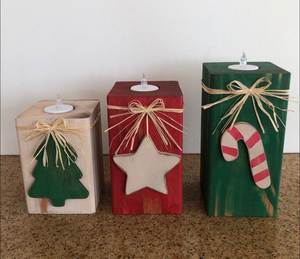 Juego de 3 Portavelas Rústicos de Madera con Diseño de Corteza, Regalos de Navidad, Portavelas para Velas de Té, Vajilla, Portavelas al Mejor Precio - Product Image 2