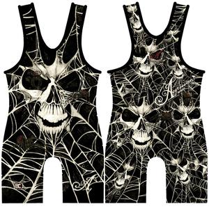 Débardeur de compression unisexe sans manches en polyester, sublimé, coupe ajustée, pour le fitness, motif Tête de mort et Toile d'araignée - Product Image 1