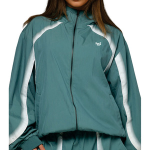 เสื้อแจ็คเก็ตแทร็คโพลีเอสเตอร์ใหม่สำหรับผู้หญิง ลายทาง ซิปหน้า เสื้อกีฬา น้ำหนักเบา เสื้อคลุมสำหรับออกกำลังกาย ขายส่ง ปรับแต่งได้ เสื้อกันลม - Product Image 3