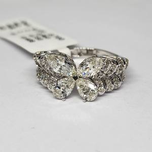 Bague papillon en or blanc 14 carats certifiée IGI avec diamant naturel 1,69 carat, forme E F VS, plaqué rhodium, bijoux fins pour femmes, cadeaux de mariage - Product Image 5