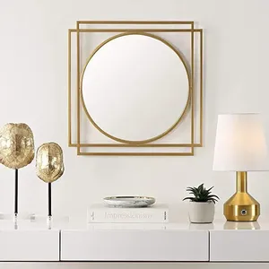 Miroir mural en métal élégant pour la décoration de salon contemporain, doté d'un cadre durable et d'une surface réfléchissante élégante. - Product Image 1