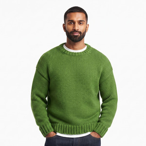 Pull d'hiver pour homme en tricot épais respirant, col rond doux de qualité supérieure, fabrication OEM ODM, logo personnalisé sur le devant tricoté - Product Image 6