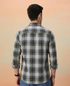 Camisa Casual de Franela de Algodón a Cuadros Gris y Negro para Hombre, de Doble Botonadura, Manga Larga, Cuello Clásico, Transpirable, Estilo Veraniego - Product Image 3