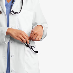 Blouse de laboratoire médicale unisexe à manches longues blanche de qualité professionnelle avec poche pour infirmières et médecins - Product Image 5