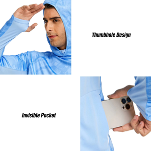 Chemise de pêche à manches longues pour homme, respirante, séchage rapide, UPF 50, coton doux, logo personnalisé, vente en gros - Product Image 3