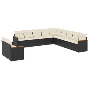 Conjunto de sofás de jardín con estructura negra y cojines color blanco crema - Product Image 2