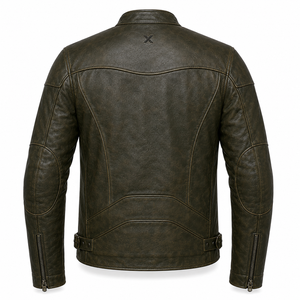 Chaqueta de Motocicleta de Cuero Retro |   Negro Oliva Marrón |   Fabricante OEM ODM |   Diseño de Calidad Premium |   Transpirable |   Resistente al viento - Product Image 3