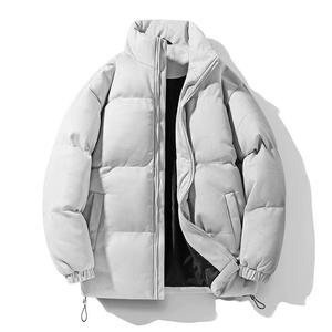 Blouson d'hiver matelassé pour homme, coupe-vent, enduit, écologique, avec capuche et col montant, en coton teint uni, personnalisable ODM/OEM - Product Image 2
