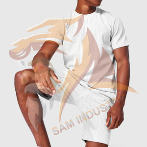 Wholesale Men Vintage <b>Twin</b> <b>Set</b> Breathable 100% Cotton Oversized Custom Logo Design High Quality Summer Street Style <b>Twin</b> <b>Set</b> - Product Image 3