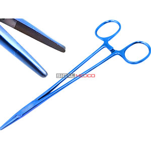 Portaagujas Manual SIGAL MEDCO de Acero Inoxidable, Inserto de Carburo de Tungsteno, Recubrimiento de Plasma Azul, Precisión Quirúrgica - Product Image 6