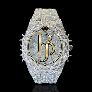 Montre de luxe Royal Thorne 44 mm à quartz avec diamants, cadran en cristal de saphir de Shanghai, entièrement sertie de diamants, fermoir dissimulé, boîtier en acier inoxydable pour homme - Product Image 4